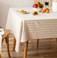 Table Cloth Simple Stripe Cotton Linen Cover Printing Dirty-proof Household Restaurant Outdoor Picnic 2023