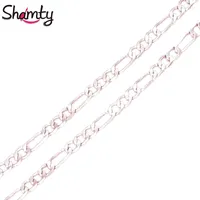 Chains Shamty 3MM 6MM Figaro Womens Mens Chain Russia Necklace Rose Gold Color Filled Ukraine Jewelry High Quality