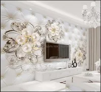 Naklejki ścienne dekoracje domowe ogród 3D fantasy europese stijl zachte pakiet stereo ulga parel bloemen tv achtergrond muur muurschild9554608