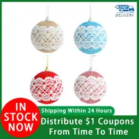 Party Decoration Dia 8cm Christmas Ornament Ball Pendant Wholesale Foam Balls Wedding White Lace Hanging Supplies Xmas