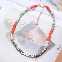 Chains Fashion Pearl Stone Letter Necklace For Women Boho Multicolored Handmade Beaded Collar Choker Holiday Jewelry