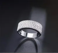 Ins Top Sell Wedding Rings Luxury Jewelry 18K White Gold Fill 5A Cubic Zircon Sapphire CZ Diamond Gemstones Party Women Eternity E4942750