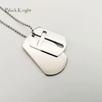 Pendant Necklaces 2023 S S Fine Polished Stainless Steel Cross Dog Tag Necklace Hollow Out 2pcs BLKN0639