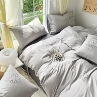 Bedding Sets Summer High Quality Set Embroidery Dog Home Linens Spring Contrast Duvet Cover Puppy Sheet 4Pcs Polycotton Pillowcase
