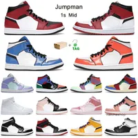 jumpman 1s mid basketball shoes 1 mens trainers White Shadow Smoke Grey Ice Cream University Blue Pine Green womens outdoor sneakers with bo jorden JORDON