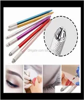100pcs Semipermanent Makeup Pen 3D Bordado Manual de maquillaje Herramienta Tatuaje de tatuajes Cejas Pen 5 colores JDPRU W95RK4261239