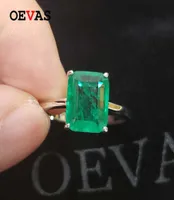 OEVAS Solid 925 Sterling Silver Wedding Rings For Women Sparkling Emerald High Carbon Diamond Engagement Party Fine Jewelry Gift3492101