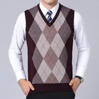 Men's Vests 2023 Autumn And Winter Sweater For Mens Korean Style Casual Pullovers Plaid Slim Fit Jumpers Knitred Vest Men Clothes