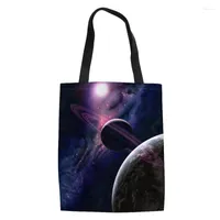 Evening Bags 2023 Outer Planets Print Tote Student Book Bag Girls Shopping Canvas Ladies Large Capacity Female Handbag