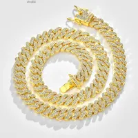 Duyizhao Classic Hip Hop Diamond 24k Real Gold Plated Finish 12mm Miami Cuban Chain Cool Jewelry Crystal Bracelet Link Necklace