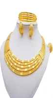 Earrings Necklace African 24k Gold Color Jewelry Sets For Women Dubai Bridal Wedding Gifts Choker Bracelet Ring Jewellery Set4802893