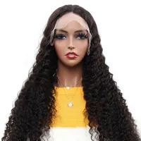 Curly Loose Deep Straight Lace Frontal Wig Human Hair Lace Front Wigs Natural Color for Women3287