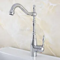 Kitchen Faucets Basin Faucet Chrome Brass Single Handle And Cold Mixer Tap Swivel Spout Deck Mount Bathroom Tsf827