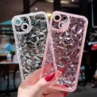 Crystal Glitter Diamond Pattern Phone Case For iPhone 13 12 11 Pro Max X XR XS Max 14 Pro Transparent Shockproof Soft Back Cover