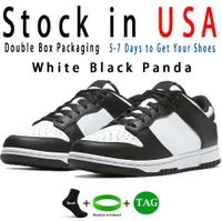 Top Quality Low SB Sneakers Panda Casual Shoes Lows White Black Panda Mens Women Genuine Leather trainers dunks Skate retro Stock In USA rush shipping Double Box