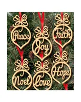 Party Favor Year Christmas Ornaments Natural Wooden Pendant Hanging Gifts Xmas Tree Decor Home Decorations Peace Hope Faith Drop D7842421