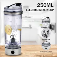 Water Bottles 250ML Electric Protein Shake Stirrer USB Bottle Milk Coffee Blender Kettle Fitness Vortex Tornado Smart Mixer 230327