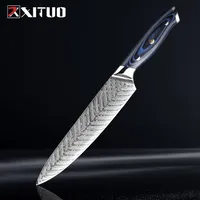 XITUO High Quality 8 inch Damascus Chef Knife AUS10 Stainless Steel Kitchen Knife Japanese Santoku Cleaver Meat Slicing Knife289h