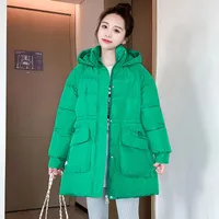 Women's Trench Coats 2023 Winter British Style Solid Color Hooded Thickened Cotton Clothing Women's Loose Casual Thin Down Zipper Jacket
