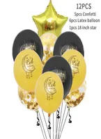 Muslim Eid Mubarak Confetti Balloon 12inch Latex Party Decoration Mylar Balloon039 Letter Balloon Gold Foil Balloons for Musli2500026