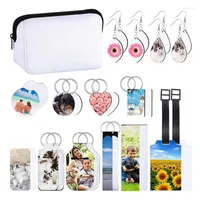 Keychains 29Pcs Sublimation Blanks Products Set Including Makeup Bag Cosmetic Pouch Earrings Keychain Drink Cup Coasters For DIY