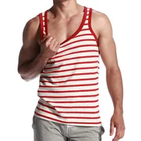 Stripe Tank Tops for Men Red Blue Sleeveless T Shirt Summer Casual Tops Gym Exercise Tank Top279i