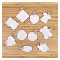Sublimation Blanks Blank Keychains Mdf Board Straps Key Rings Tag Heat Transfer Star House Clouth Shaped Diy Doublesided Dh1L7