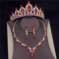 Wedding Jewelry Sets Baroque Quality Fashion Crystal Wedding Bridal Jewelry Sets Women Bride Tiara Crowns Earring Necklace Wedding Jewelry Set 230325