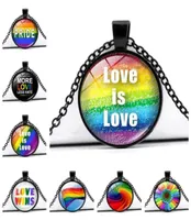 Gay Pride Rainbow Love Time Gem Women Pendant DIY Necklace Men Lovers Gift Hand Strap Accessories Party Gift8095209