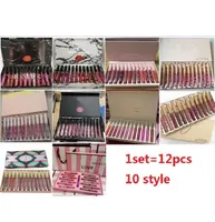 12 colors LipGloss Matte liquid lipsticks Lip Gloss Suit Set 12pcsset lipsticks 10 styles 1set8428827