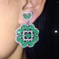 Dangle Earrings Copper Base Cubic Zirconia Stunning Design Green Stone Drop For Women Fashion Jewelry Ear Accessories Brincos