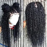 Fashion 13x4 Braided curly Wigs Synthetic Lace Front wig Cornrow Box Braid Wigs for Black Women Frontal Braided Wig for afri6554631