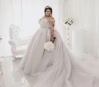 2020 Plus Size Wedding Dresses Bridal Gowns Lace Appliqued Tulle Court Train Garden Wedding Dress vestido de novia2643068