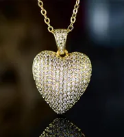 Full Crystal Diamond Heart Necklace Gold chains Heart love pendant women necklaces fashion jewelry will and sandy gift4566254