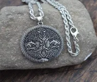 Pendant Necklaces 12pcs Tree Of Life Wolf Snake Necklace Ouroboros Viking Talisman Norse World Jewelry2848321