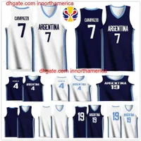 2019 World Cup Argentina Team Basketball Jersey 12 Marcos Delia 3 Luca Vildoza 9 Nicolas Brussino 10 Maximo Fjellerup 5 Manu Ginobili Shirt