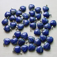 Charms Wholesale Lapis Lazuli Natural Stone Heart Pendant 25pcs Necklace Healing Reiki Gemstones 20mm For DIY Jewelry Making 230327
