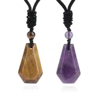 Healing Real Crystals Necklaces Stones for Women Nautral Stone Necklace Pendant Pink Quartz Amethyst Jewelry