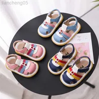 Sandals 2021 Summer Infant Toddler Sandals Baby Girls Boys Casual Shoes Soft Bottom Genuine Leather Kids Children Anti-collision Shoes W0327