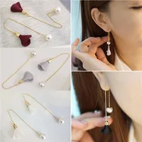 Dangle Earrings Gold Color Ly Long Flower Drop Chain Crystal Women