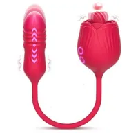 Adult Massager Thrusting Rose Vibrator Female Sex Toy Dildo g Spot Tongue Licking Masturbation Clitoris Stimulator Goods for Silen6701420
