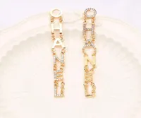Chain Tassels 18K Gold Plated Fashion C Brand Designer Letters Stud Earrings Creativity Geometric Women Rhinestone Earring Wedding9457303