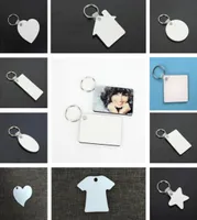 11 Styles Sublimation Blank DIY Keychains Party Favor Sundries MDF Wooden Key Pendants Thermal Transfer Doublesided Keyring White6165041