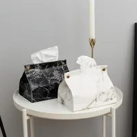 Tissue Boxes & Napkins Case Box Container PU Leather Marble Pattern Napkin Holder Papers Bag Cosmetic Pouch Organizer1288a