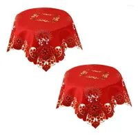 Table Cloth 2X Christmas Embroidered Hollow-Out Round Tablecloth 33 Inch