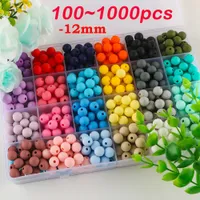 Other Sunrony 1001000Pcs Silicone Beads 12mm Round Bead For Jewelry Making Bulk DIY Pacifier Chain Bracelet Necklace Accessories 230325