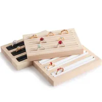 Natural Bamboo Wood Rectangular Ring Earring Display Tray Earring Storage Tray Jewelry Display Stand Counter Storage Box289a
