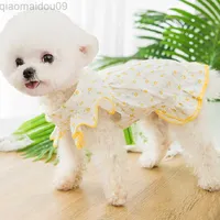 Dog Apparel Cute Floral Cat Dog Pet Dress Summer Dog Clothes Skirt Chihuahia Pomeranian Yorkshire maltese Poodle Schnauzer Bichon Clothing AA230327