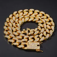 20MM Miami Cuban Link Chain Heavy Thick Necklace For Mens Bling Bling Hip Hop iced out Gold Silver rapper chains Women Hiphop Jewe276J