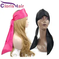 Fasion Pink Black Hair Tie Band Extensions Wrapping Bands Satin Silk Frontal Wig Band Custom Edge Scarf Wrap Headband Belt317U